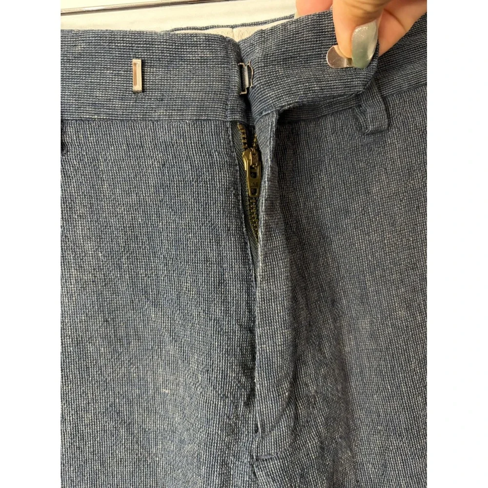J Crew Bedford Blue Linen Cotton Blend Straight Leg Pants Men 32x30 Chino Career